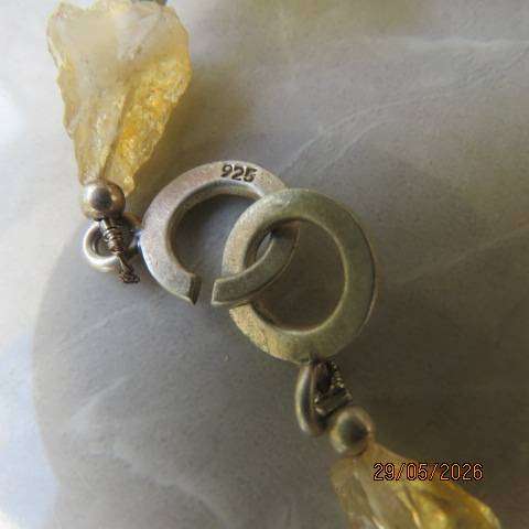 CITRINE necklace with raw rough-cut gemstones, decorative charms & silver spacers