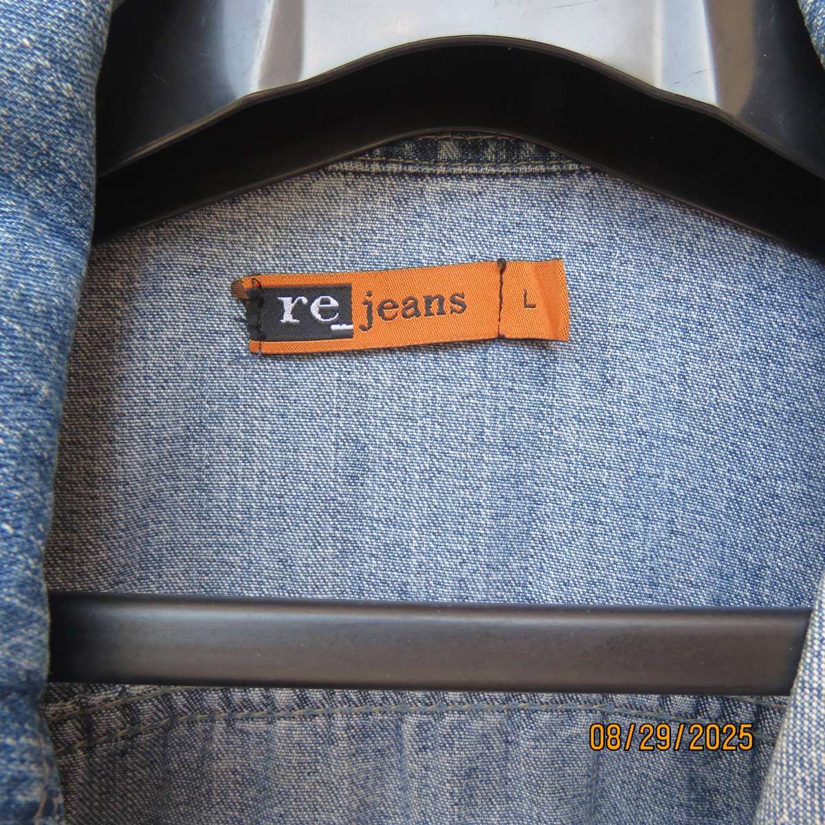 RE Jeans blue denim men's sleeveless jacket in pure cotton. Size Large.