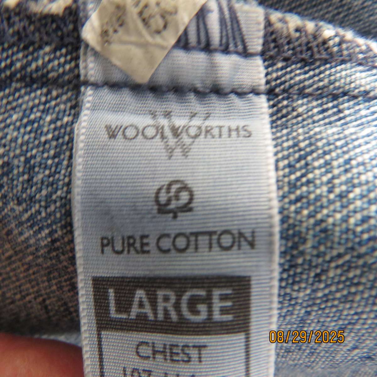 RE Jeans blue denim men's sleeveless jacket in pure cotton. Size Large.