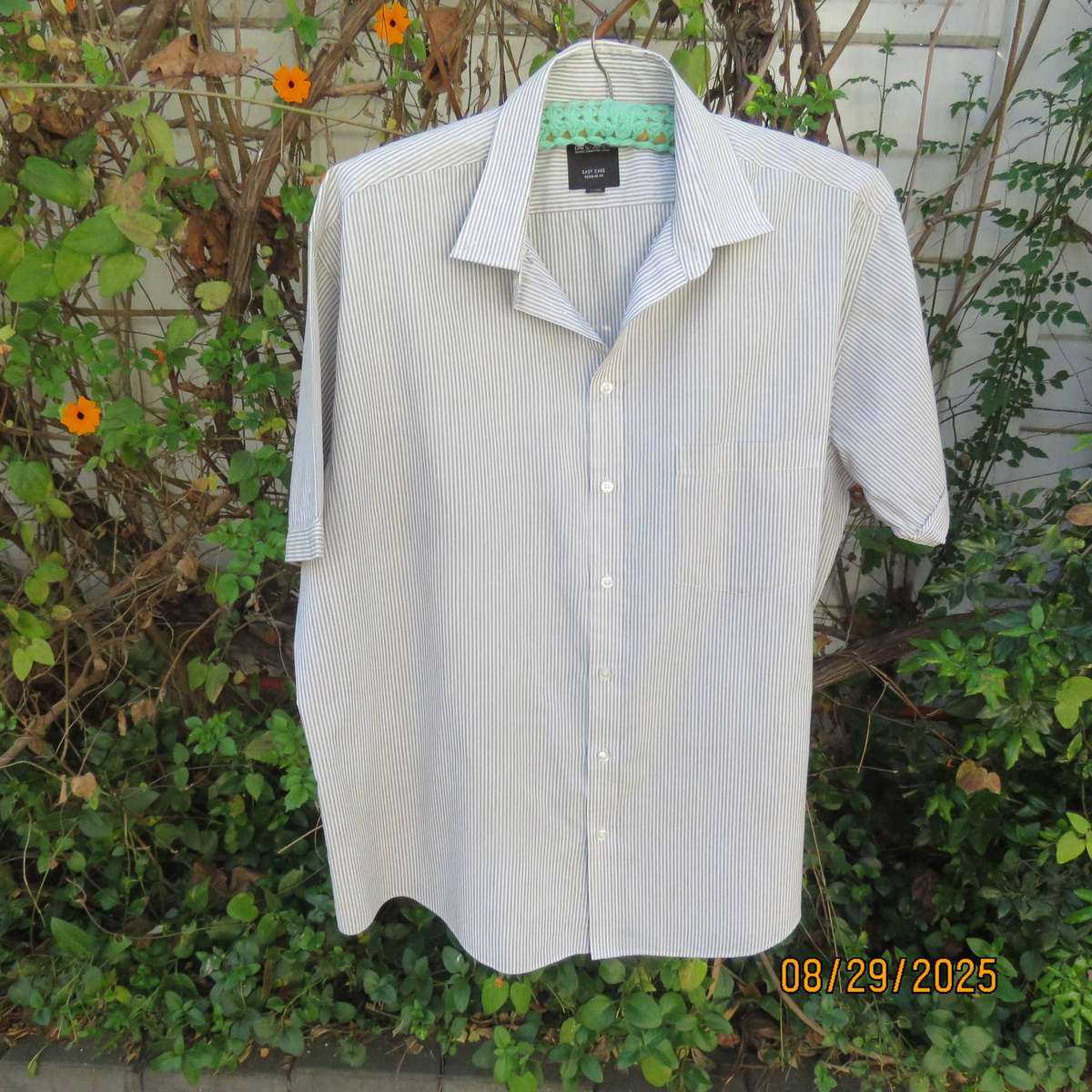 DAVID JONES short sleeve white-grey vertical striped shirt size 3XL