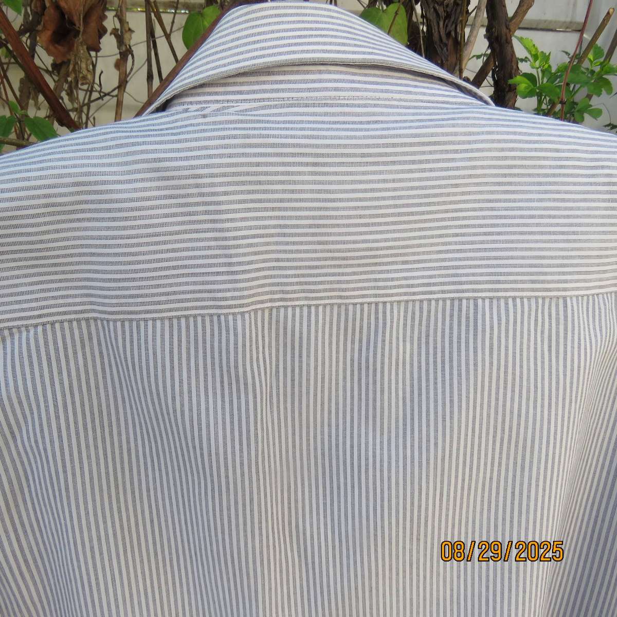 DAVID JONES short sleeve white-grey vertical striped shirt size 3XL