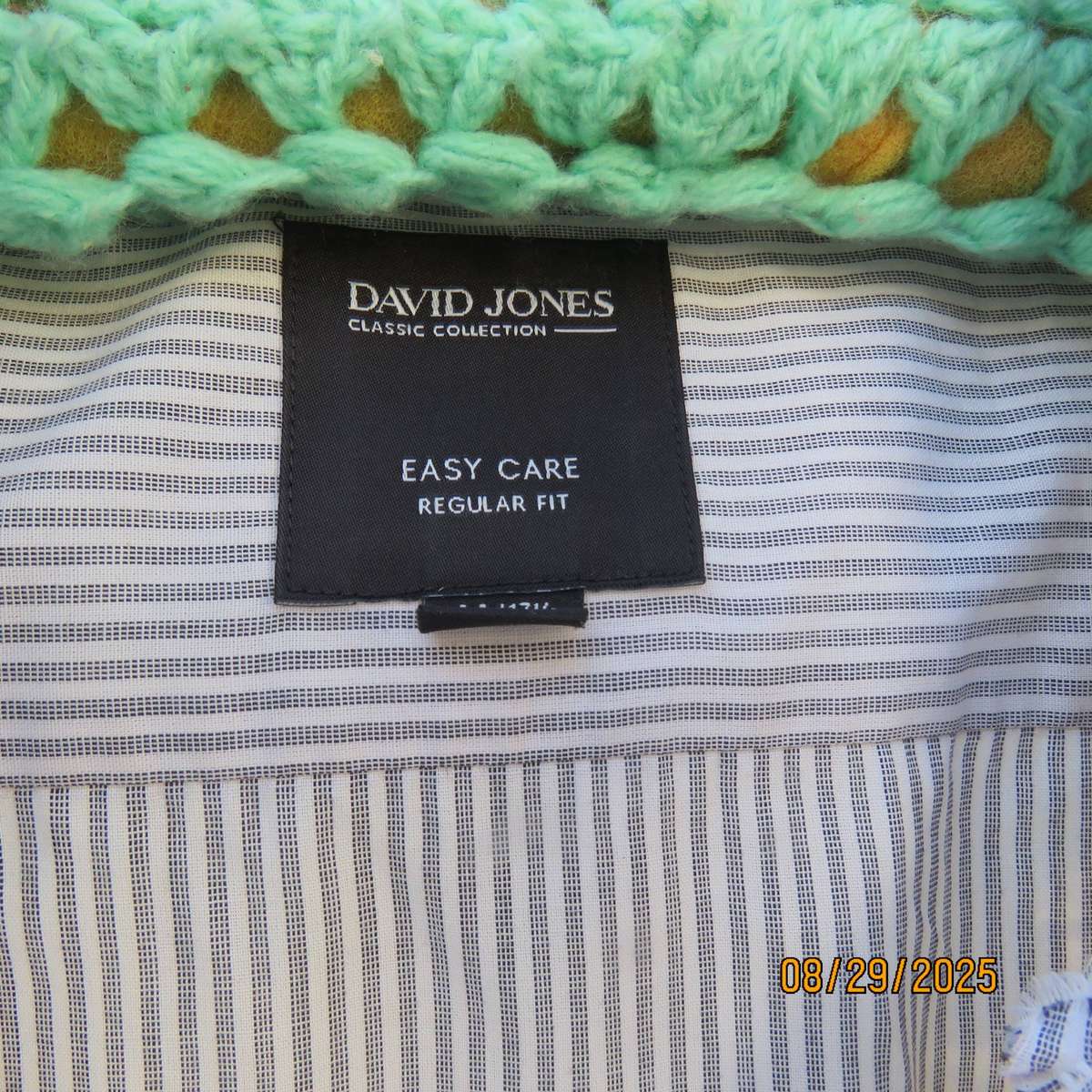 DAVID JONES short sleeve white-grey vertical striped shirt size 3XL
