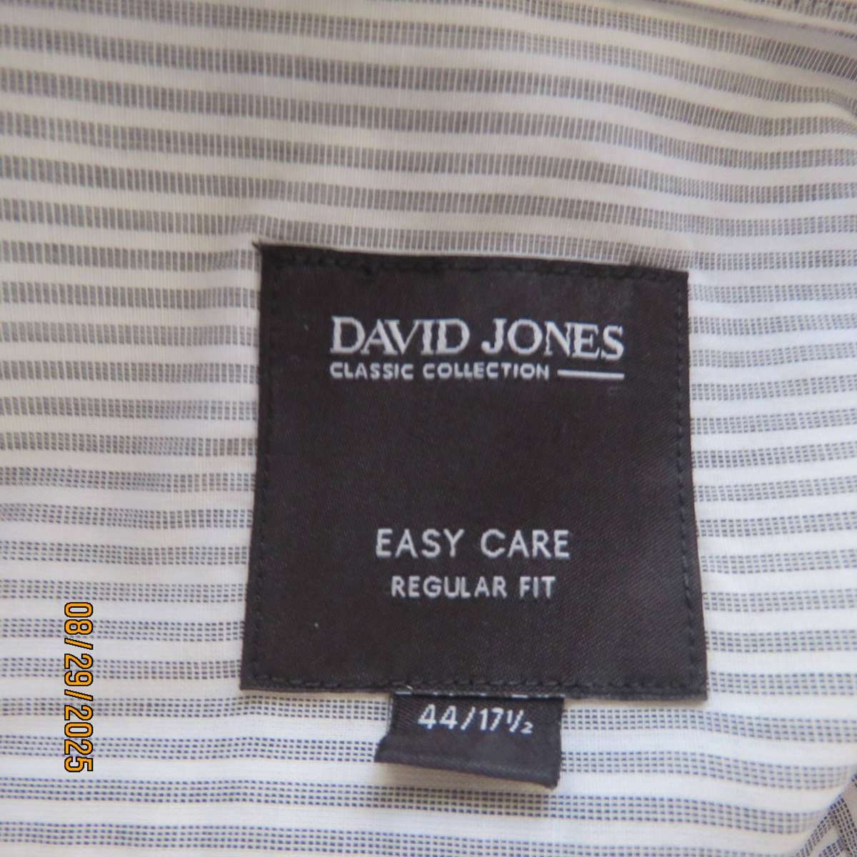 DAVID JONES short sleeve white-grey vertical striped shirt size 3XL