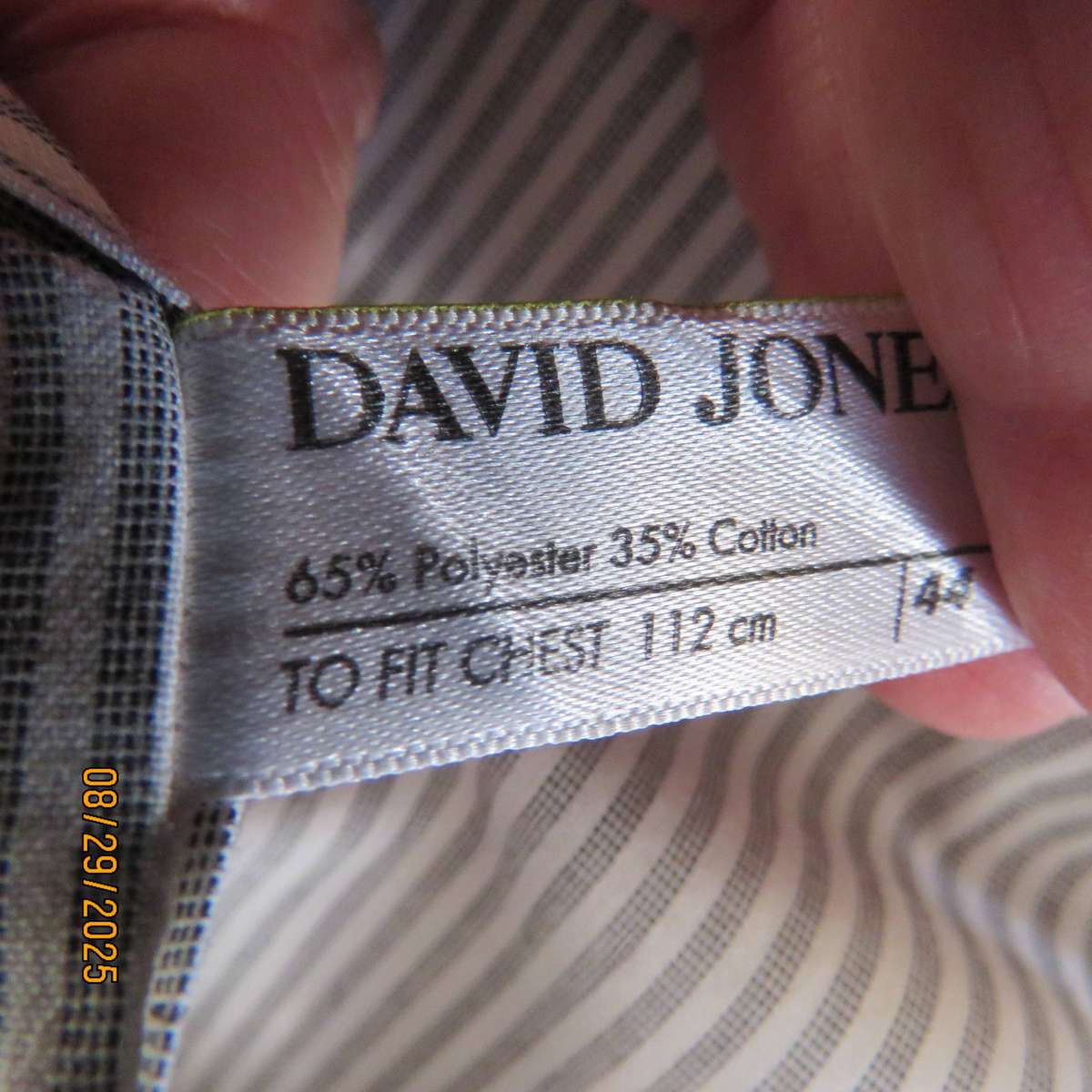 DAVID JONES short sleeve white-grey vertical striped shirt size 3XL