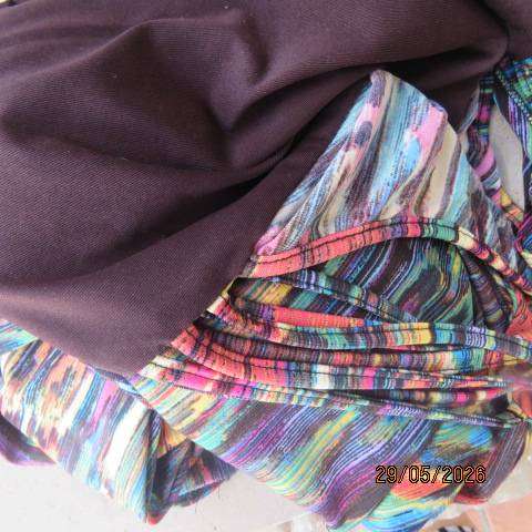 Bo-Ho maxi dress with vertical colour patterns and low backline, size 36