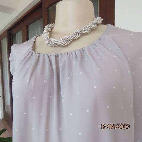 DAVID JONES Silver Grey Sleeveless Top with tiny White Polkadots, Size 36