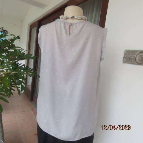 DAVID JONES Silver Grey Sleeveless Top with tiny White Polkadots, Size 36
