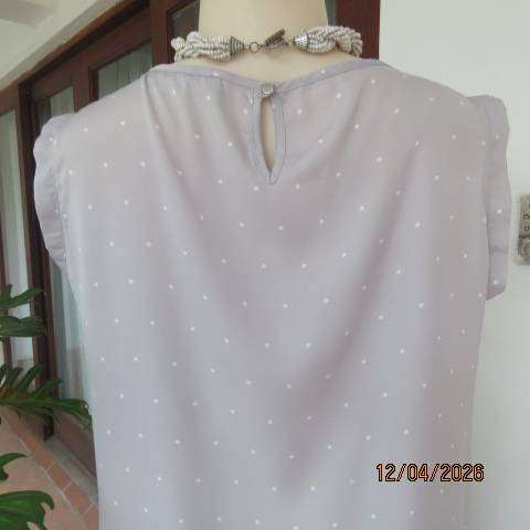 DAVID JONES Silver Grey Sleeveless Top with tiny White Polkadots, Size 36