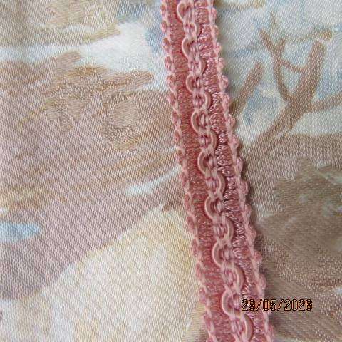 RIVIERA brocade button-down tailored top in soft peach and beige print. size 36
