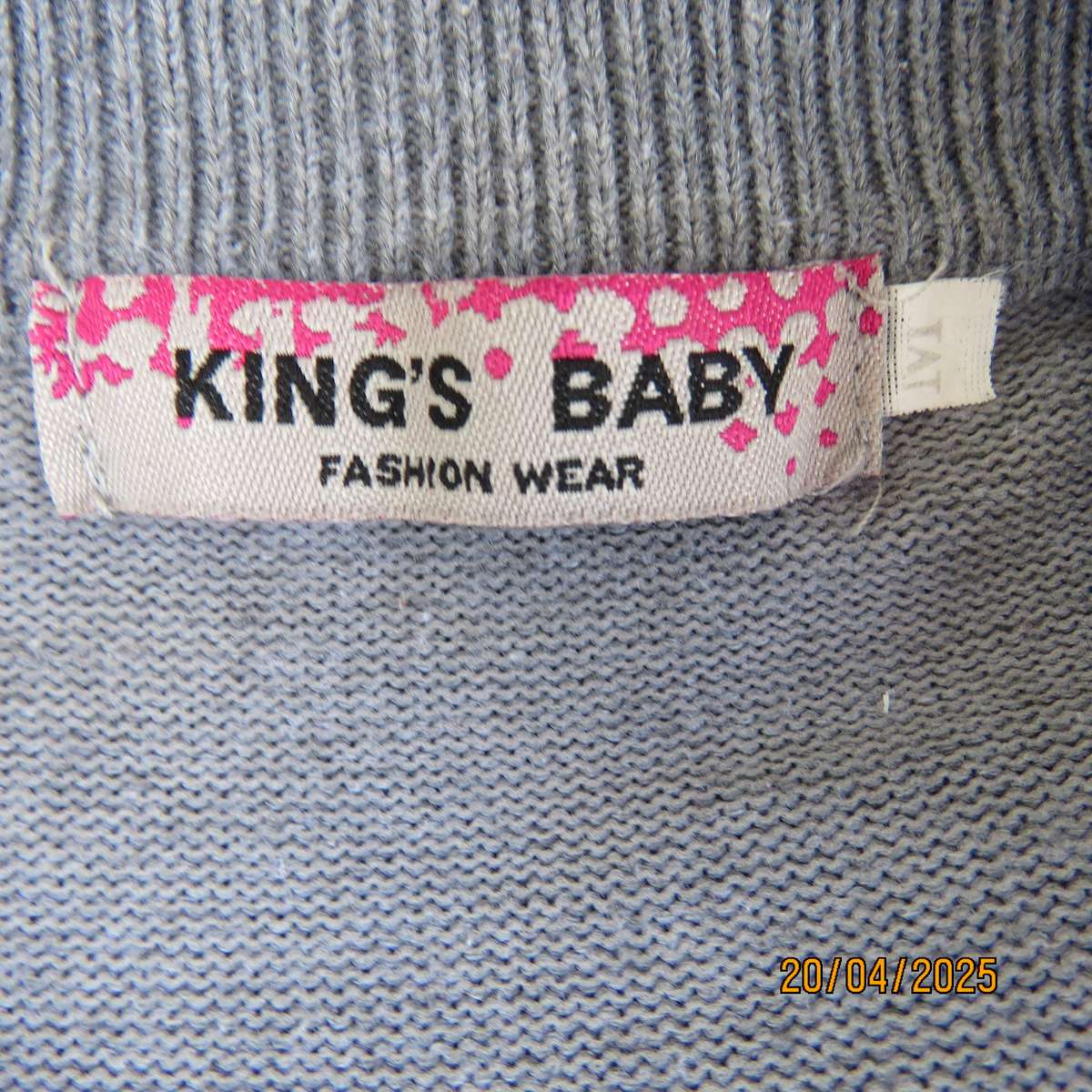 KINGS BABY dim grey 2 pc polycotton knit pantsuit size 30-32. Luxury gold sequin decoration.