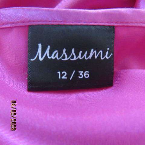 MASSUMI magenta pink silky stretch satin polyester sleeveless blouson top size 36-38