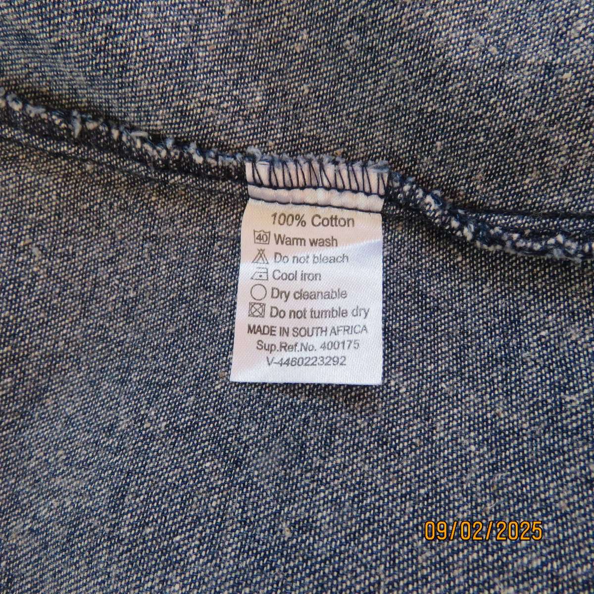 Blue denim gored jean paneled cotton skirt size 46.