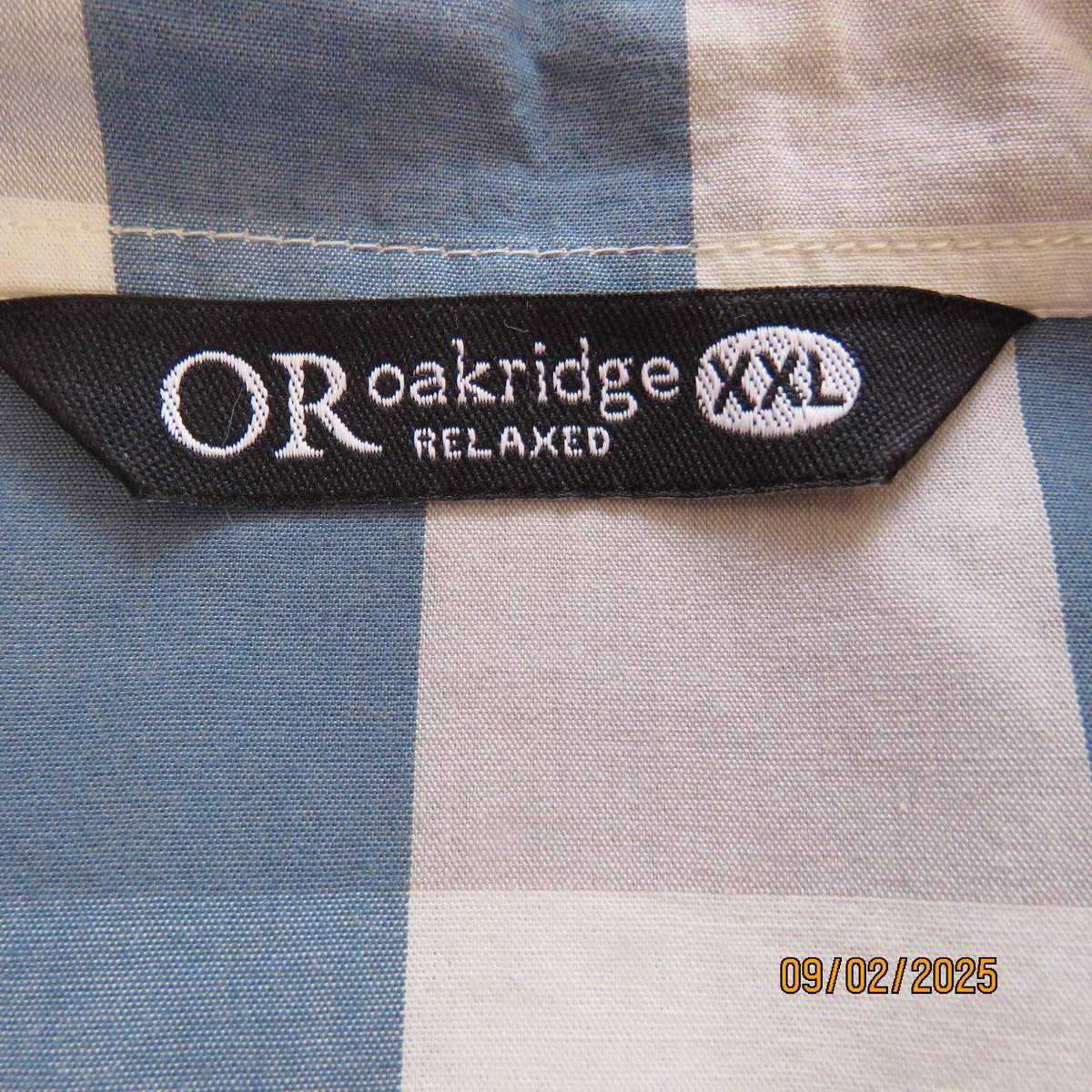 OAKRIDGE relaxed short sleeve blue-white check cotton shirt size XL