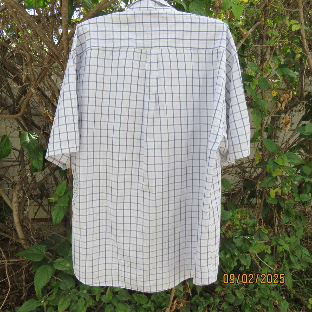JEEP superior cotton navy-white check short sleeve shirt size 2XL.