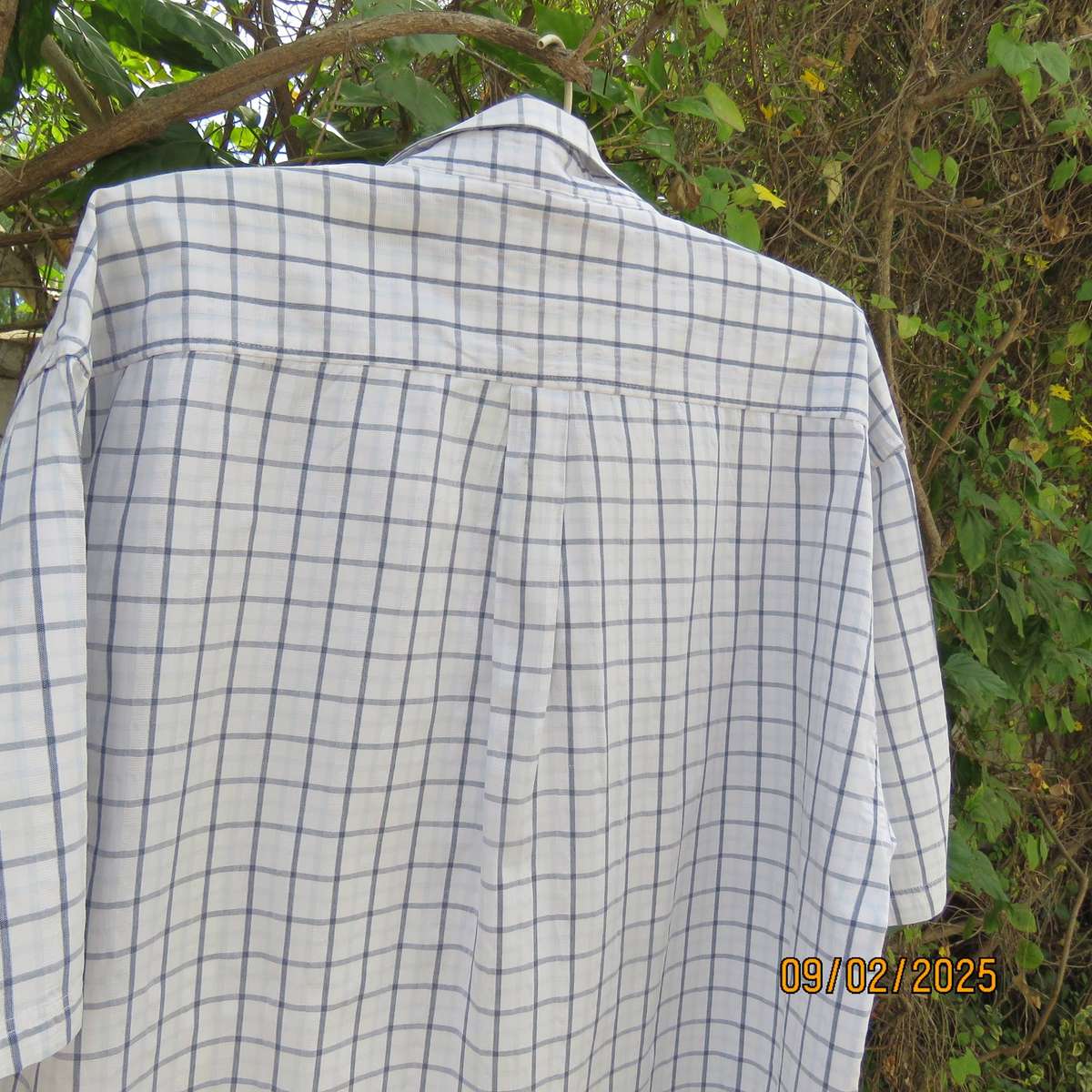 JEEP superior cotton navy-white check short sleeve shirt size 2XL.
