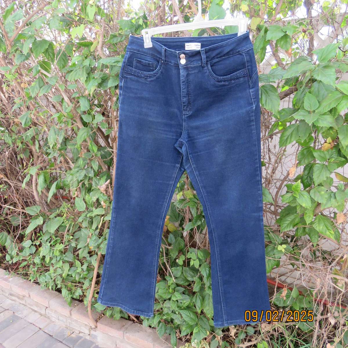 MILADY'S wonder fit blue denim polycotton stretch bootleg jeans size 40