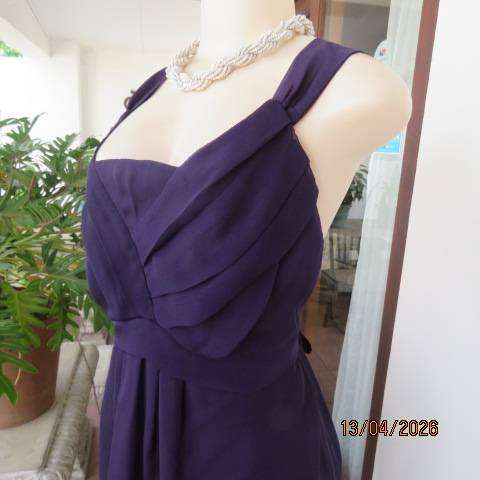 DONNA CLAIRE dark purple sheer polyester lined top with shoulder straps, size 42