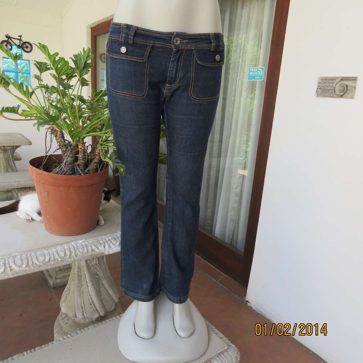 Low rise blue denim jeans size 33 by RT. Polycotton with some stretch. Two front dummies.As new