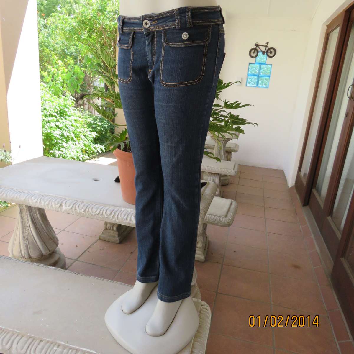Low rise blue denim jeans size 33 by RT. Polycotton with some stretch. Two front dummies.As new