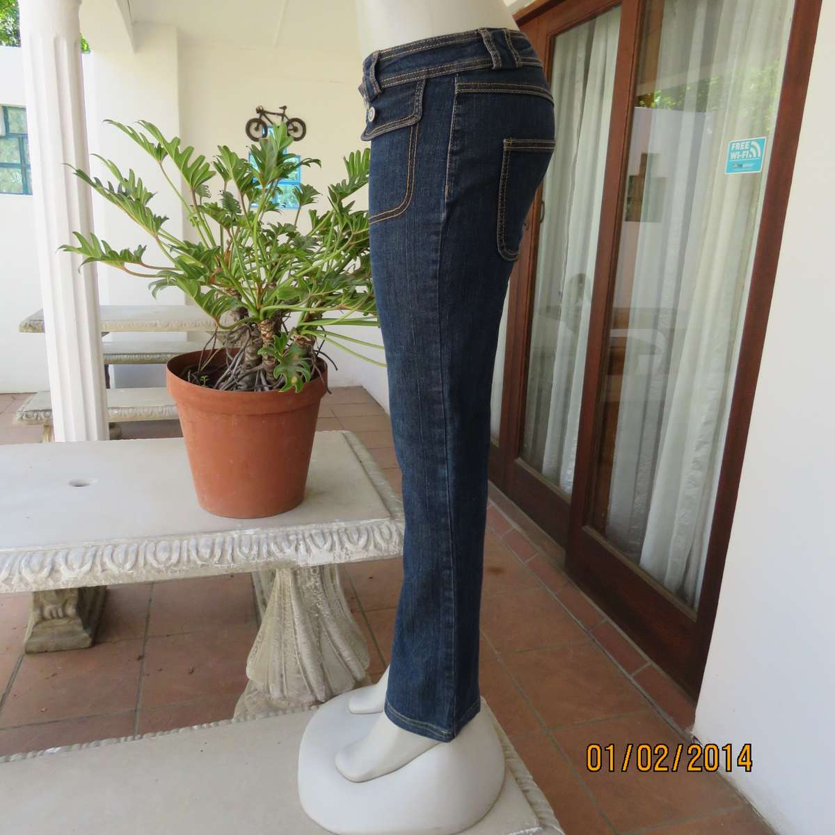 Low rise blue denim jeans size 33 by RT. Polycotton with some stretch. Two front dummies.As new