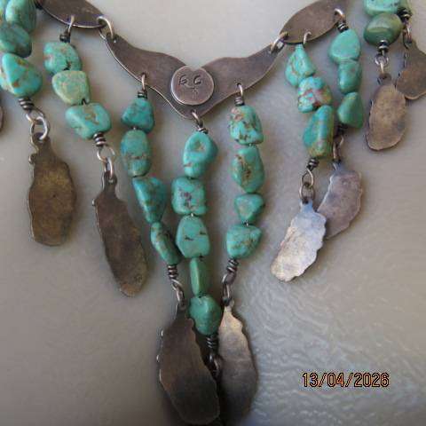 Southern West vintage turquoise and silver necklace with 925 mark