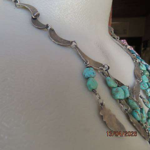Southern West vintage turquoise and silver necklace with 925 mark