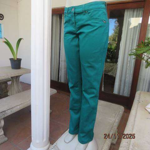 MILADYS jade green slim fit denim polycotton jeans in size 34