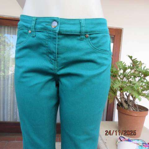 MILADYS jade green slim fit denim polycotton jeans in size 34