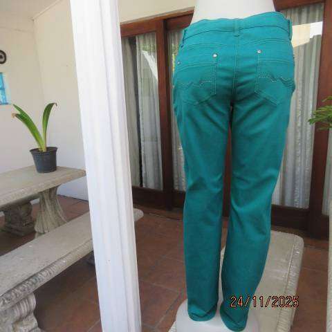 MILADYS jade green slim fit denim polycotton jeans in size 34