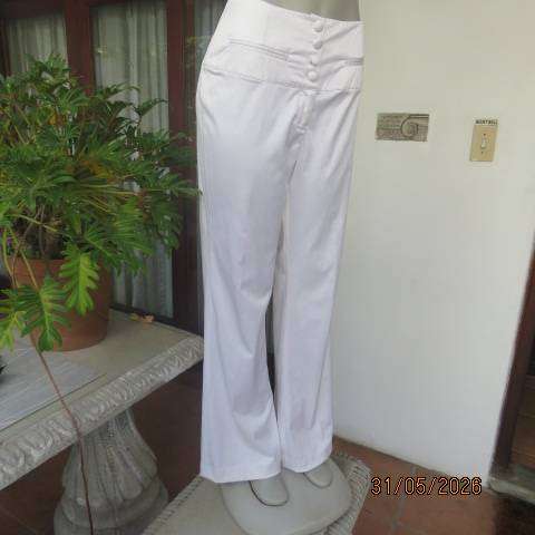 NOBLEWEAR collection cream polycotton stretch smart luxury bootleg pants size 36-38