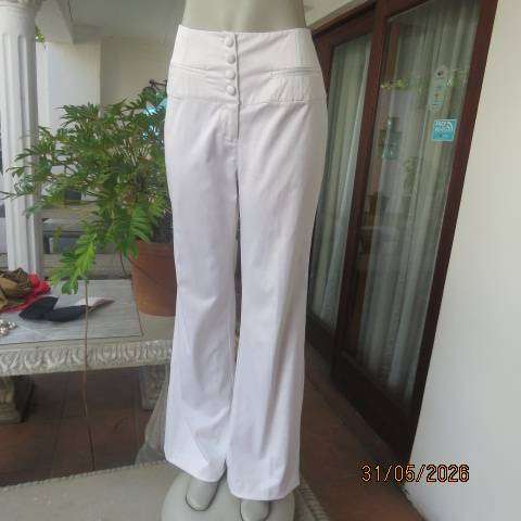 NOBLEWEAR collection cream polycotton stretch smart luxury bootleg pants size 36-38
