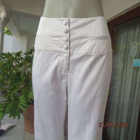 NOBLEWEAR collection cream polycotton stretch smart luxury bootleg pants size 36-38