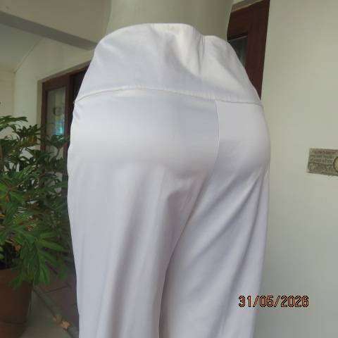 NOBLEWEAR collection cream polycotton stretch smart luxury bootleg pants size 36-38