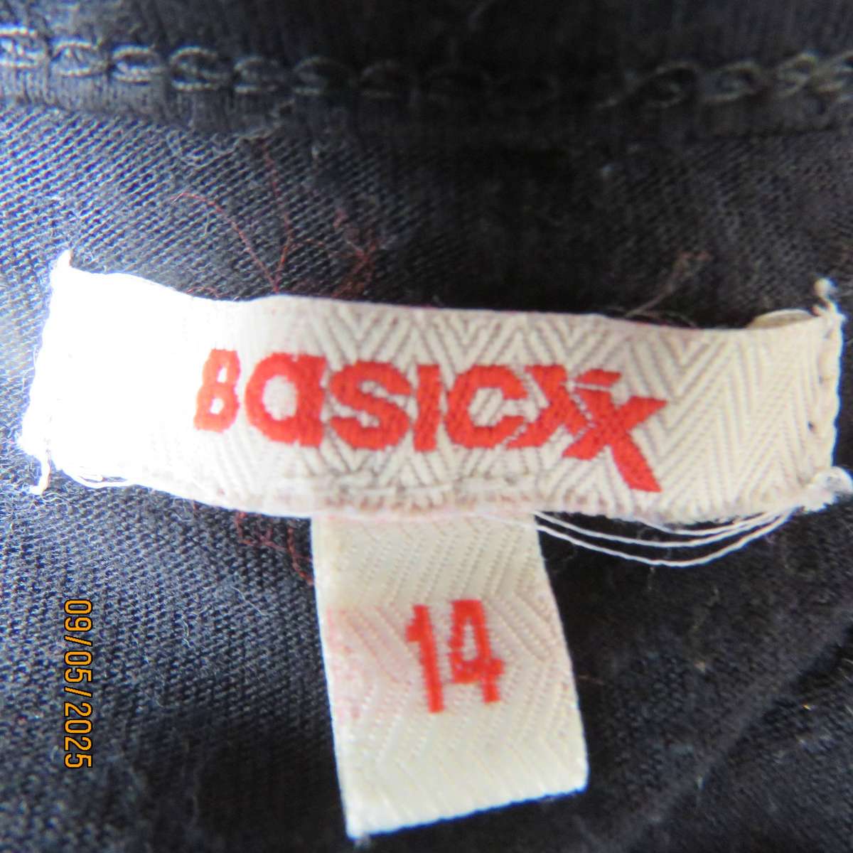BASICXX baroque printed red-blue-gold top with clear sequins. Black back. Size 34