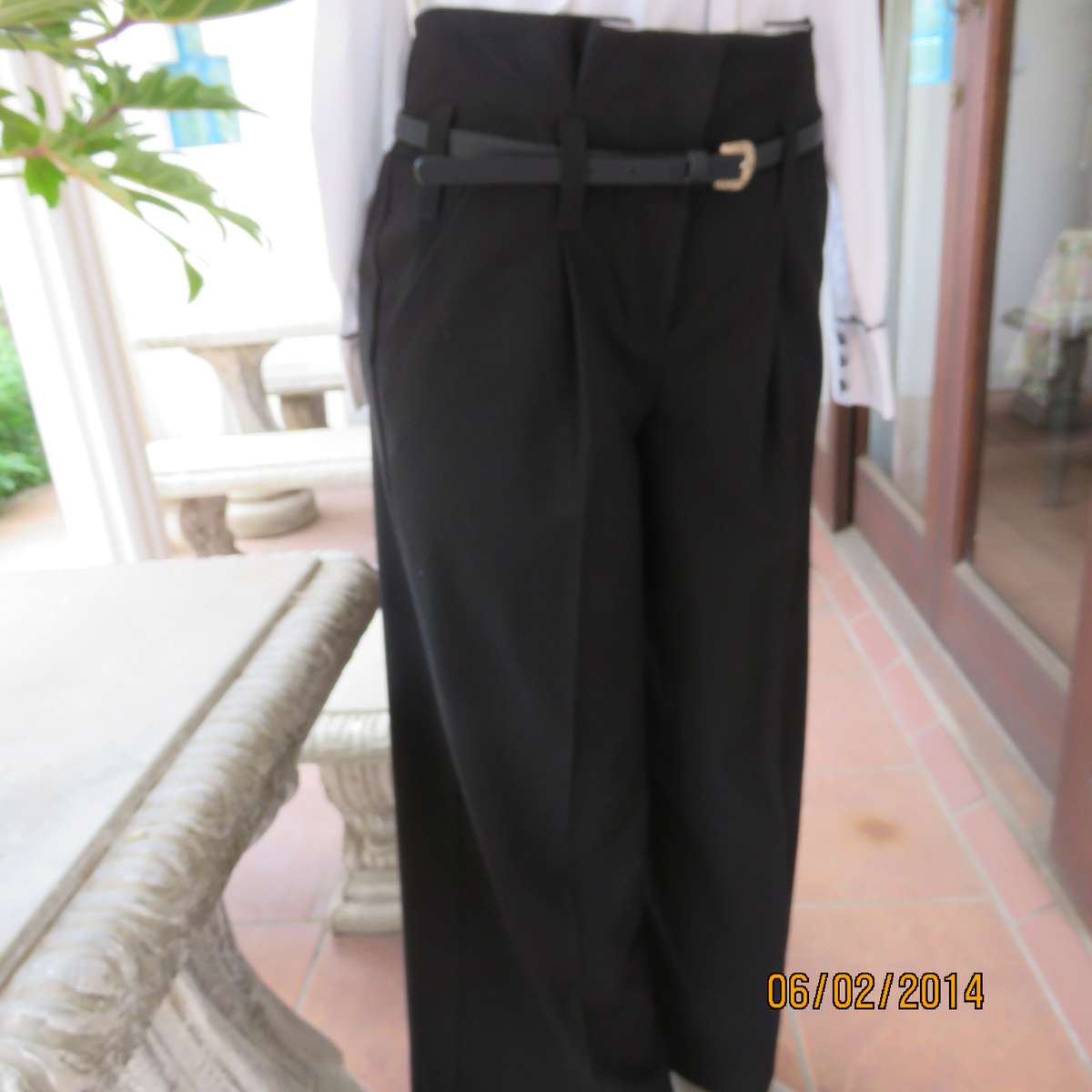 WOOLWORTHS black high waisted  poly-viscose stretch black pants. Size 34