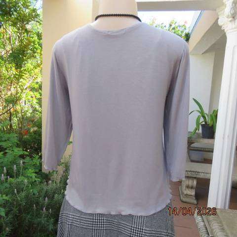 MONICA'S silvergrey waterfall style cover up with elbow length sleeves. Size 36