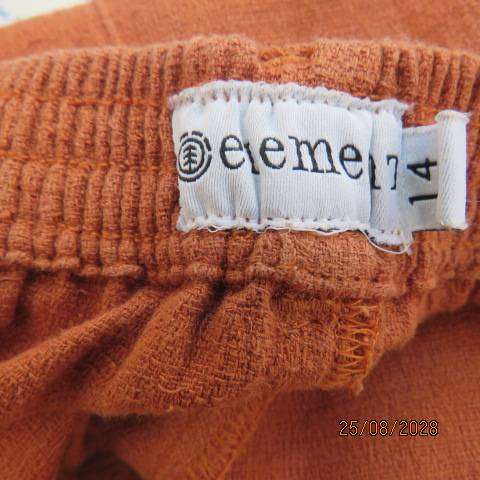 ELEMENT brick colour ankle length cotton wide leg baggy pants close on front with buttonssize 40