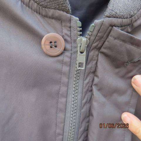 FRANCO FARRINI grey waterproof zip-up long sleeve jacket with knitted cuffs, collar & hem, size XL