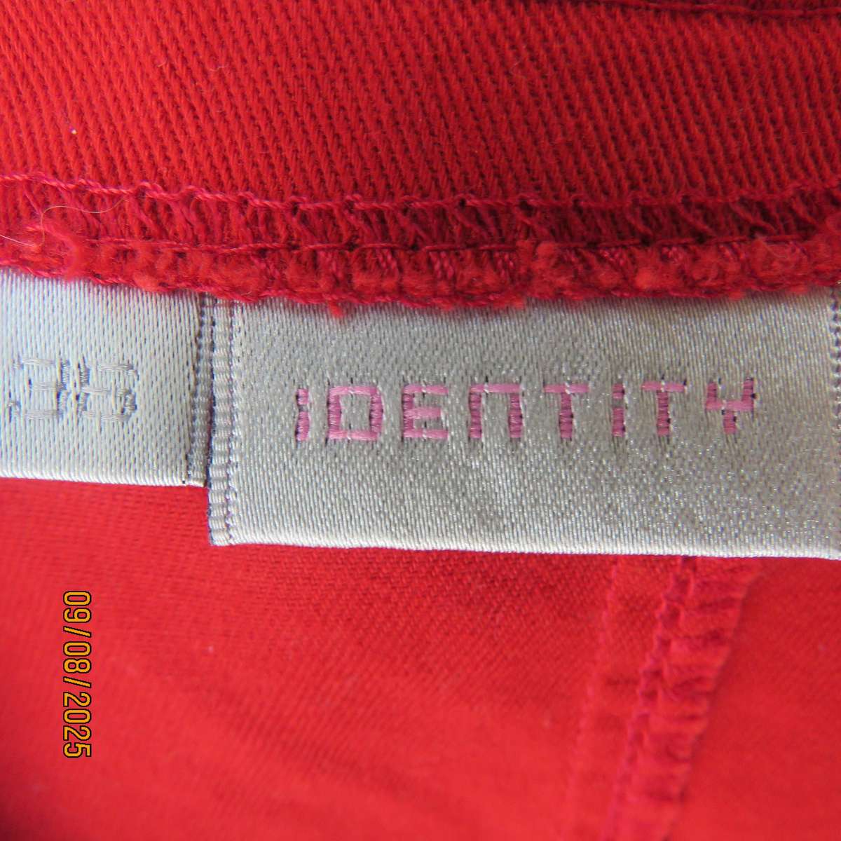 IDENTITY red maxi cotton paneled wide cut skirt with stitched border size 36