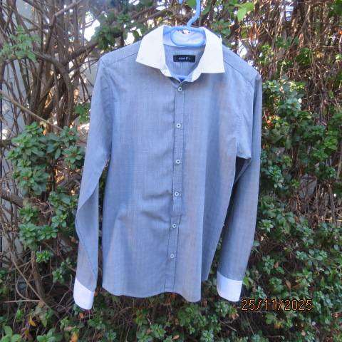 EXACT boy's smart black-white fine check polycotton long sleeve shirt for 14 to 15yr old