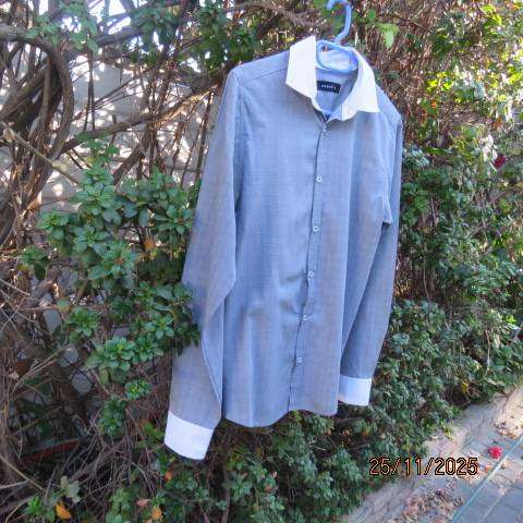 EXACT boy's smart black-white fine check polycotton long sleeve shirt for 14 to 15yr old