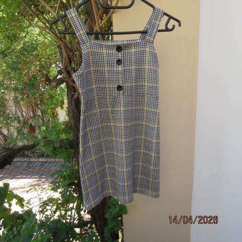 Kids Exact pinafore in black, white & yellow, stretch polyester, for 7-8 years