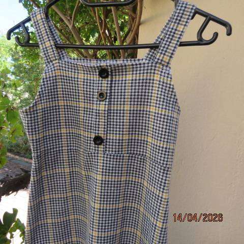 Kids Exact pinafore in black, white & yellow, stretch polyester, for 7-8 years