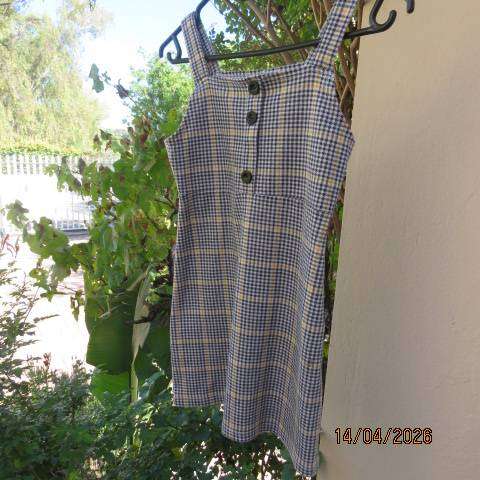 Kids Exact pinafore in black, white & yellow, stretch polyester, for 7-8 years
