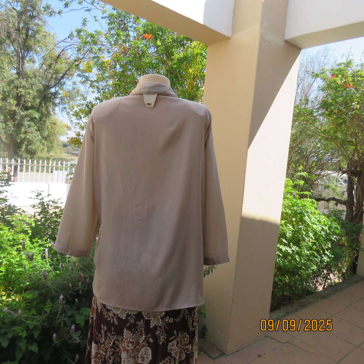 Ecru colour thin soft feather light button down long sleeve top. Size 42