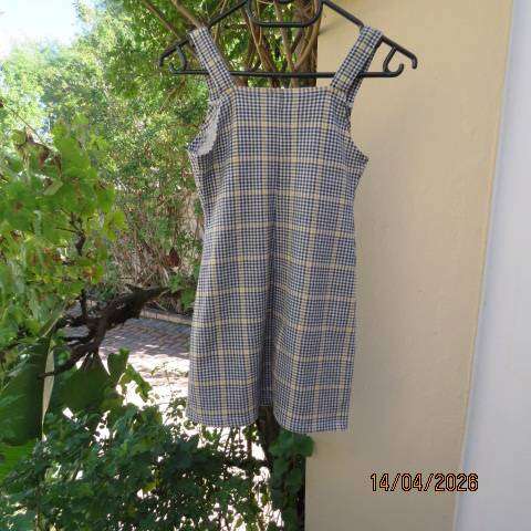 Kids Exact pinafore in black, white & yellow, stretch polyester, for 7-8 years