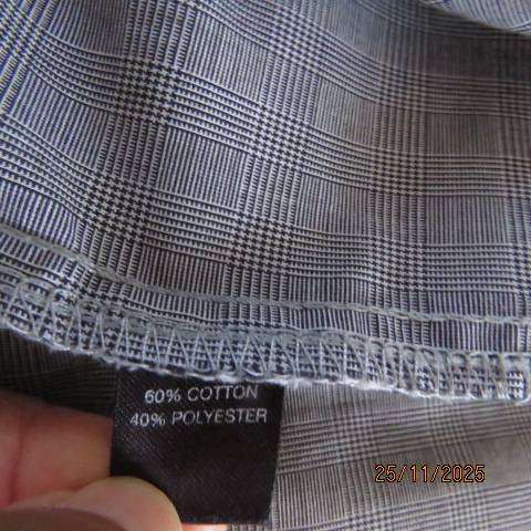 EXACT boy's smart black-white fine check polycotton long sleeve shirt for 14 to 15yr old