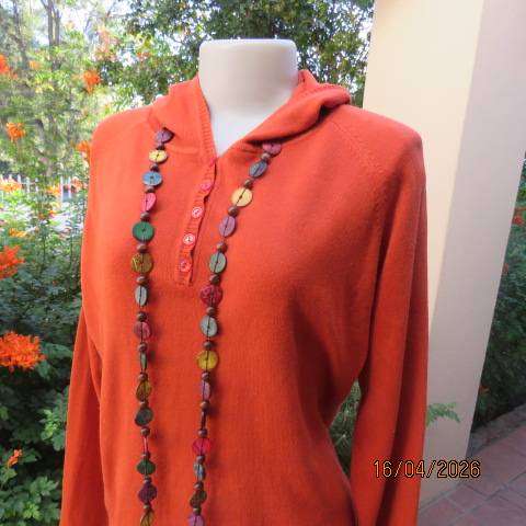 ACTIFF burnt orange 100% acrylic knit hooded slip over sweater size 42