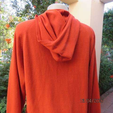 ACTIFF burnt orange 100% acrylic knit hooded slip over sweater size 42