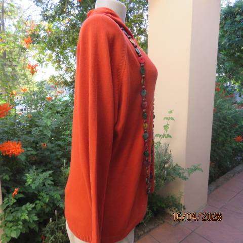 ACTIFF burnt orange 100% acrylic knit hooded slip over sweater size 42